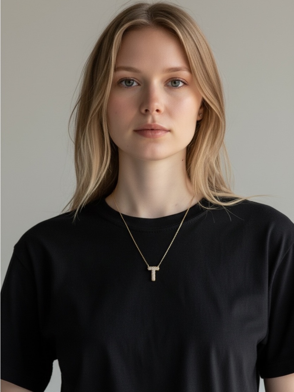 10/2 Gold Initial T Letter Pendant Necklace - Elegant Women’s Jewelry